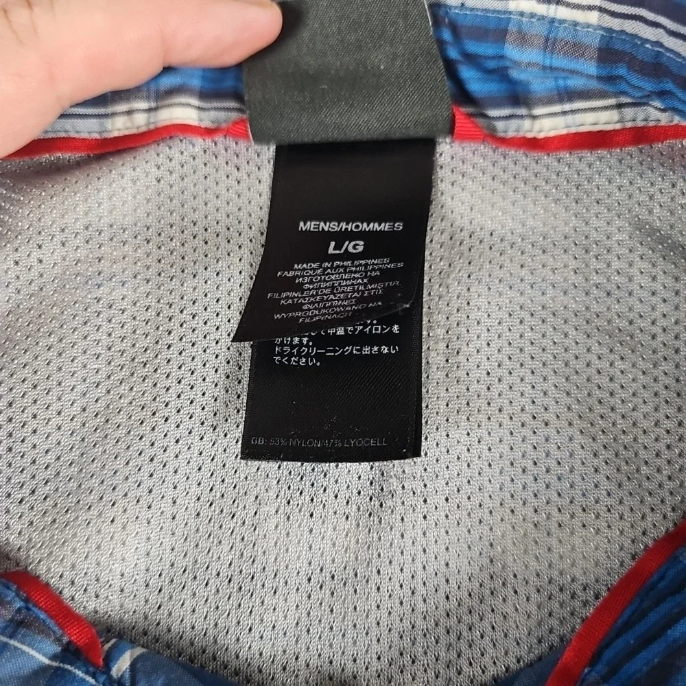 The North Face Millstone Mens L‎ Blue Plaid Shirt Zip Pocket Fishing Hiking ARNF